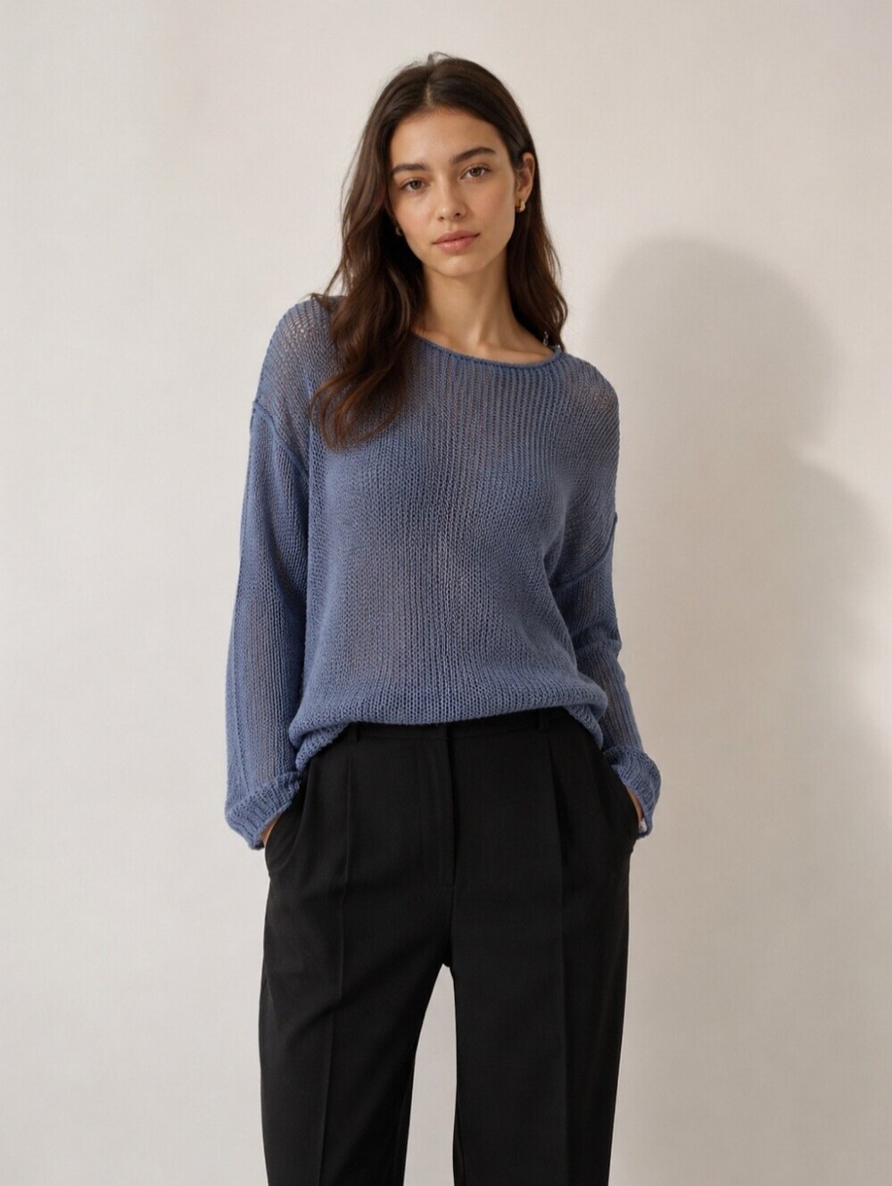 NWY  Free People Light Blue Open-Knit Women’s Sweater